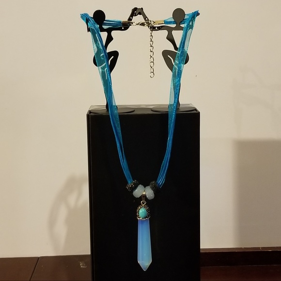 Opalite Pave Crystal Pendulum Necklace - Picture 3 of 3